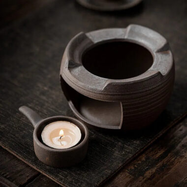 Retro Gilded Coarse Ceramic Candle Burner Tea Warmer [Drum]