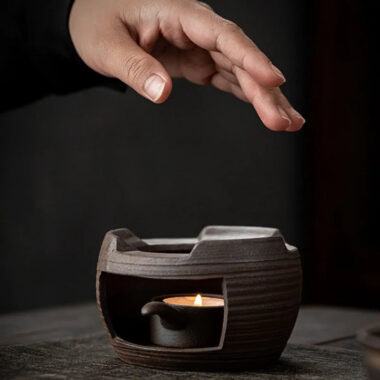 Retro Gilded Coarse Ceramic Candle Burner Tea Warmer [Drum]