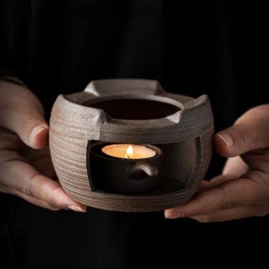Retro Gilded Coarse Ceramic Candle Burner Tea Warmer [Drum]