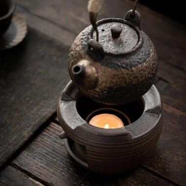 Retro Gilded Coarse Ceramic Candle Burner Tea Warmer [Drum]