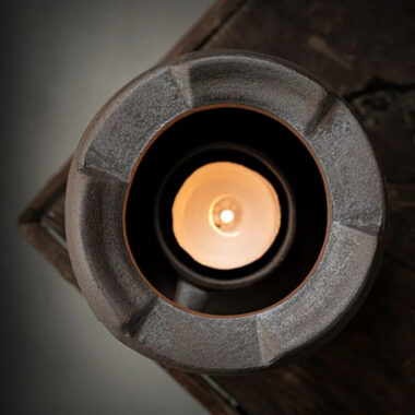 Retro Gilded Coarse Ceramic Candle Burner Tea Warmer [Drum]