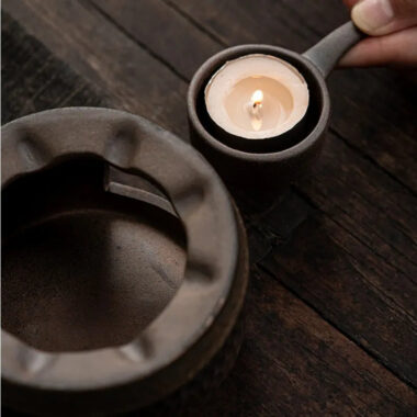 Retro Gilded Coarse Ceramic Candle Burner Tea Warmer [Hammer Pattern]