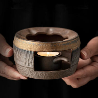 Retro Gilded Coarse Ceramic Candle Burner Tea Warmer [Hammer Pattern]