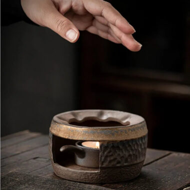 Retro Gilded Coarse Ceramic Candle Burner Tea Warmer [Hammer Pattern]