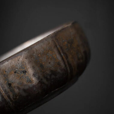 Retro Gilded Round Storage Ceramic Tea Tray | Pot Stand (with Rattan Mat)