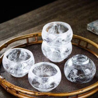 Snowflake Crystal Glass Tea Cup / Fair Cup / Gaiwan / Full Set