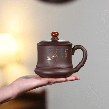 Yixing Zisha Tea Mug [Blooming Splendor] (Zi Ni – 400ml)