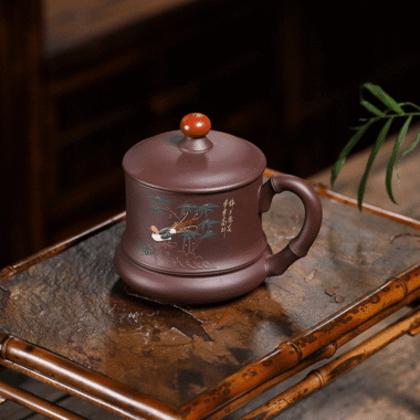 Yixing Zisha Tea Mug [Blooming Splendor] (Zi Ni – 400ml)