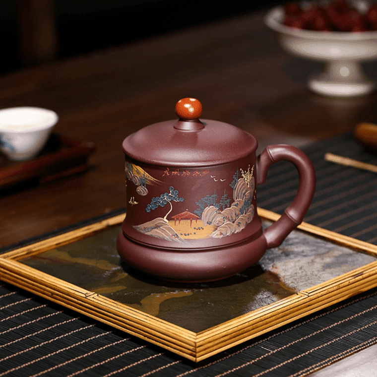 Yixing Zisha Tea Mug [Good Luck & Fortune] (Zi Ni – 420ml)