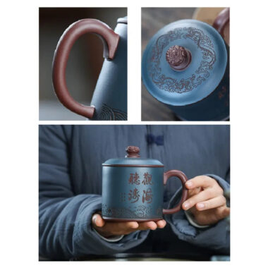 Yixing Zisha Tea Mug [Guanhai Tingtao/Shanshui] (Di Cao Qing / Lu Ni – 500ml)