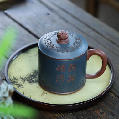 Yixing Zisha Tea Mug [Guanhai Tingtao/Shanshui] (Di Cao Qing / Lu Ni – 500ml)