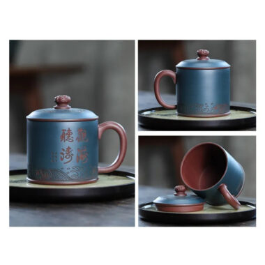 Yixing Zisha Tea Mug [Guanhai Tingtao/Shanshui] (Di Cao Qing / Lu Ni – 500ml)