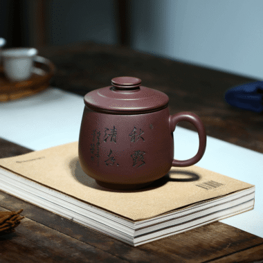 Yixing Zisha Tea Mug with Filter [Autumn Dew] (Zi Ni – 460ml)