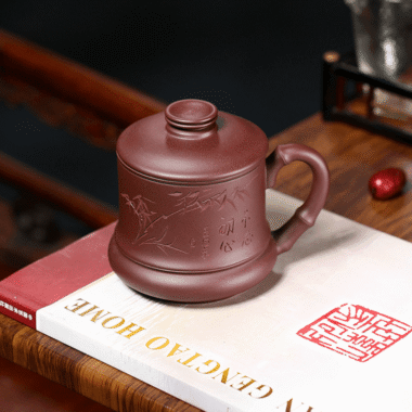 Yixing Zisha Tea Mug with Filter [Bamboo] (Zi Ni – 370ml)