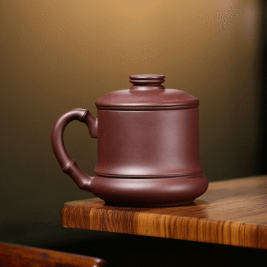 Yixing Zisha Tea Mug with Filter [Bamboo] (Zi Ni – 370ml)