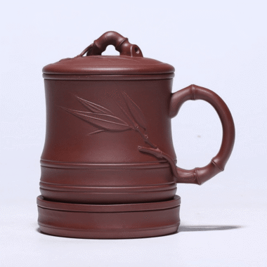 Yixing Zisha Tea Mug with Filter [Bamboo] 5pcs Set (Zi Ni – 450ml)