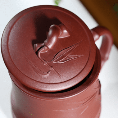 Yixing Zisha Tea Mug with Filter [Bamboo] 5pcs Set (Zi Ni – 450ml)