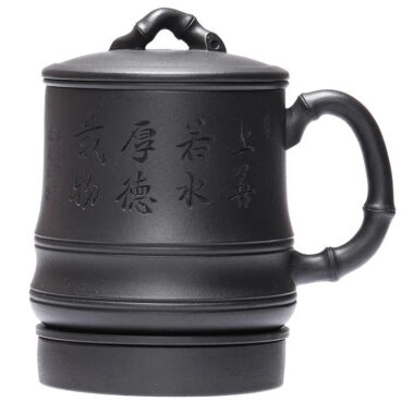 Yixing Zisha Tea Mug with Filter [Bamboo] (Hei Ni – 500ml)