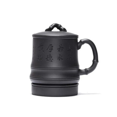 Yixing Zisha Tea Mug with Filter [Bamboo] (Hei Ni – 500ml)