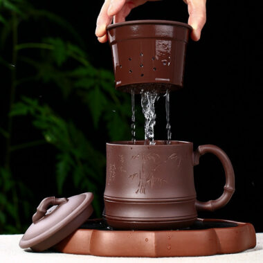 Yixing Zisha Tea Mug with Filter [Bamboo] 500ml