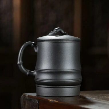 Yixing Zisha Tea Mug with Filter [Bamboo] (Hei Ni – 500ml)