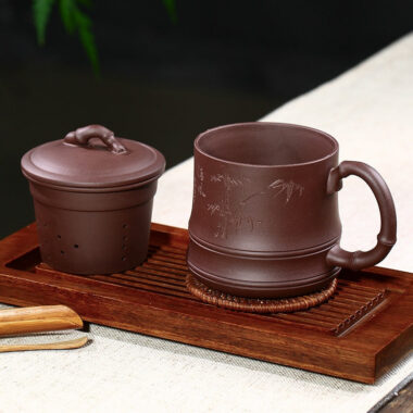 Yixing Zisha Tea Mug with Filter [Bamboo] 500ml