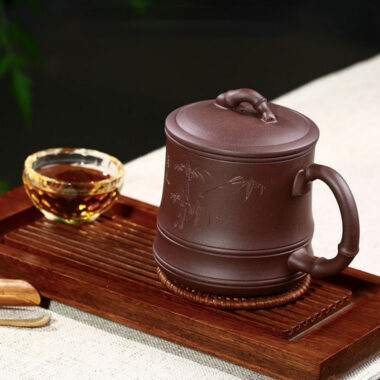 Yixing Zisha Tea Mug with Filter [Bamboo] 500ml