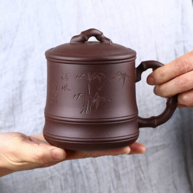 Yixing Zisha Tea Mug with Filter [Bamboo] 500ml