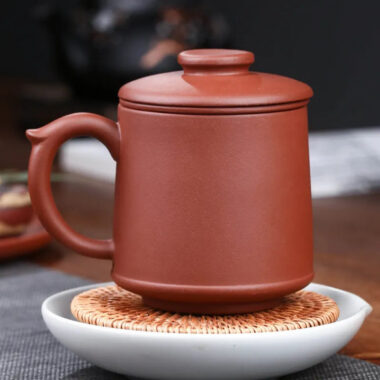 Yixing Zisha Tea Mug with Filter [Blessing] (Qingshui Ni / Zi Ni – 450ml)