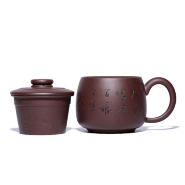 Yixing Zisha Tea Mug with Filter [Junde] (Zi Ni – 430ml)