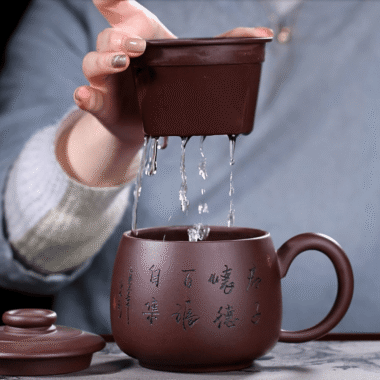 Yixing Zisha Tea Mug with Filter [Junde] (Zi Ni – 430ml)