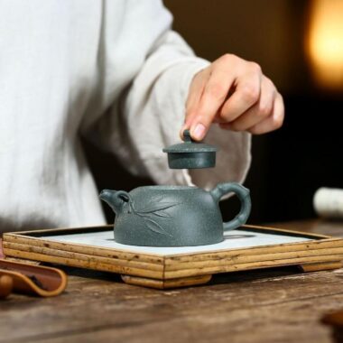 Yixing Zisha Teapot [Bamboo Half Moon] (Lu Ni – 160ml)