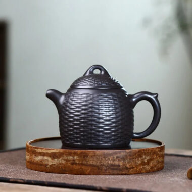 Yixing Zisha Teapot [Bamboo Weaving Qin Quan] (Hei Ni – 260ml)