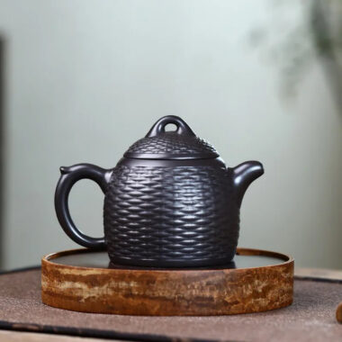 Yixing Zisha Teapot [Bamboo Weaving Qin Quan] (Hei Ni – 260ml)