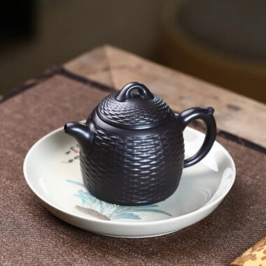 Yixing Zisha Teapot [Bamboo Weaving Qin Quan] (Hei Ni – 260ml)