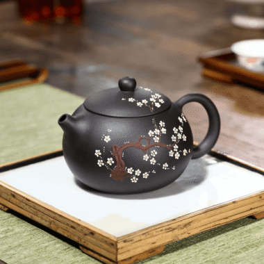 Yixing Zisha Teapot [Big Plum Blossom Xishi] (Hei Jin Sha – 430ml)