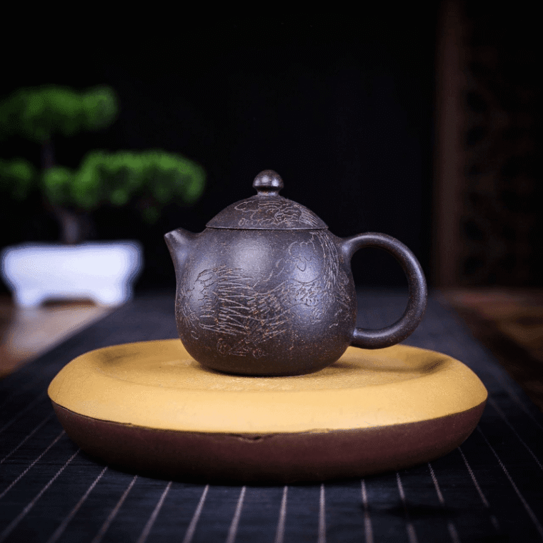 Yixing Zisha Teapot [Dragon Egg] (Hei Jin Sha – 170ml)