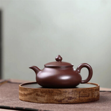 Yixing Zisha Teapot [Flat Horizontal] (Zi Zhu Ni – 160ml)