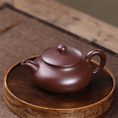 Yixing Zisha Teapot [Flat Horizontal] (Zi Zhu Ni – 160ml)