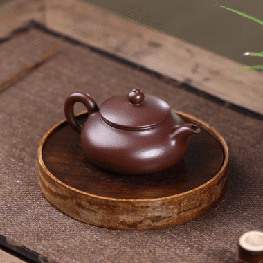 Yixing Zisha Teapot [Flat Horizontal] (Zi Zhu Ni – 160ml)