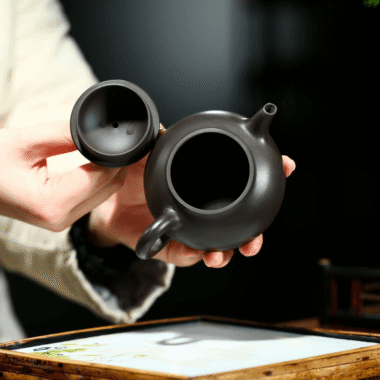 Yixing Zisha Teapot [Han Bian] (Hei Zhu Ni – 190ml)