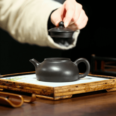 Yixing Zisha Teapot [Han Bian] (Hei Zhu Ni – 190ml)