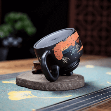 Yixing Zisha Teapot [Landscape DeZhong] (Hei Zhu Ni – 260ml)