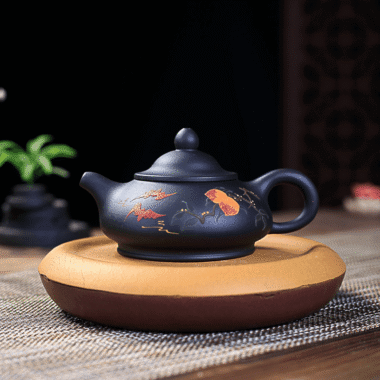 Yixing Zisha Teapot [Officer Hat] (Hei Ni – 240ml)