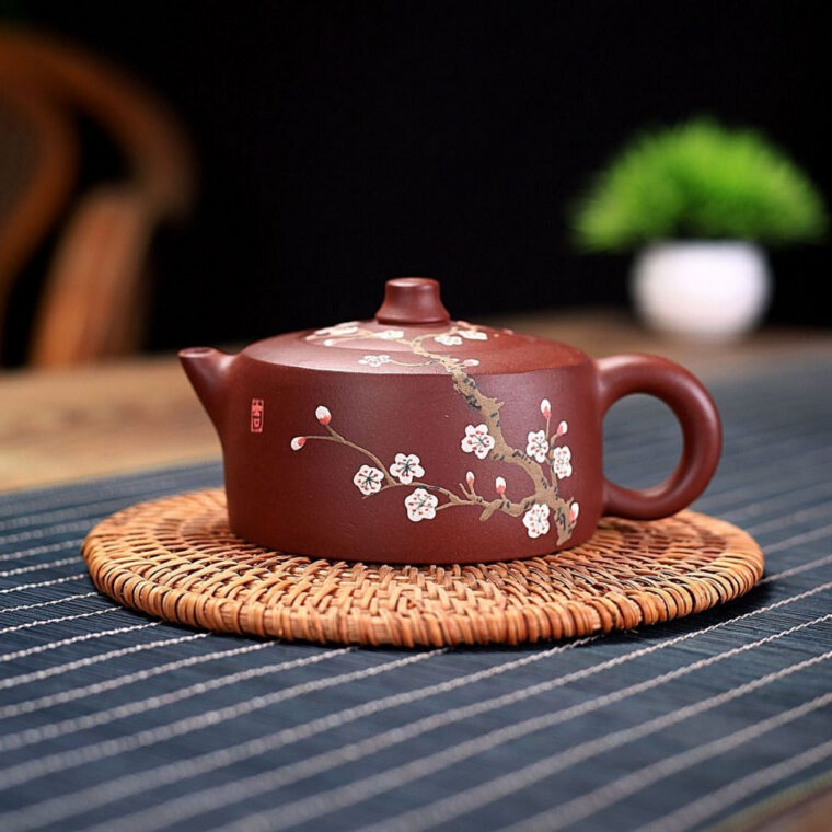 Yixing Zisha Teapot [Plum Blossom Tianji] (Zi Hong Ni – 190ml)