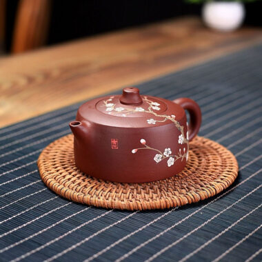 Yixing Zisha Teapot [Plum Blossom Tianji] (Zi Hong Ni – 190ml)