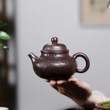 Yixing Zisha Teapot [Plum Rong Tian] (Zi Jia Ni – 270ml)