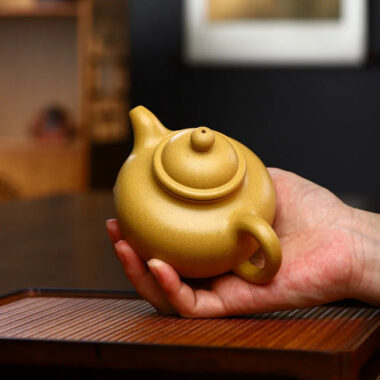 Yixing Zisha Teapot Set [Lotus Seed Pot] (Huangjin Duan Ni – 300ml)