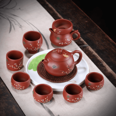 Yixing Zisha Teapot Set [Plum Blossom Xishi] (Dahongpao – 260ml)