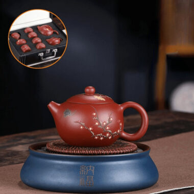 Yixing Zisha Teapot Set [Plum Blossom Xishi] (Dahongpao – 260ml)